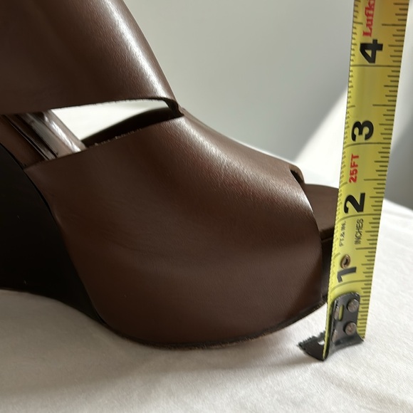 Marni brown leather platform wedge peep toe sandal - Picture 7 of 10